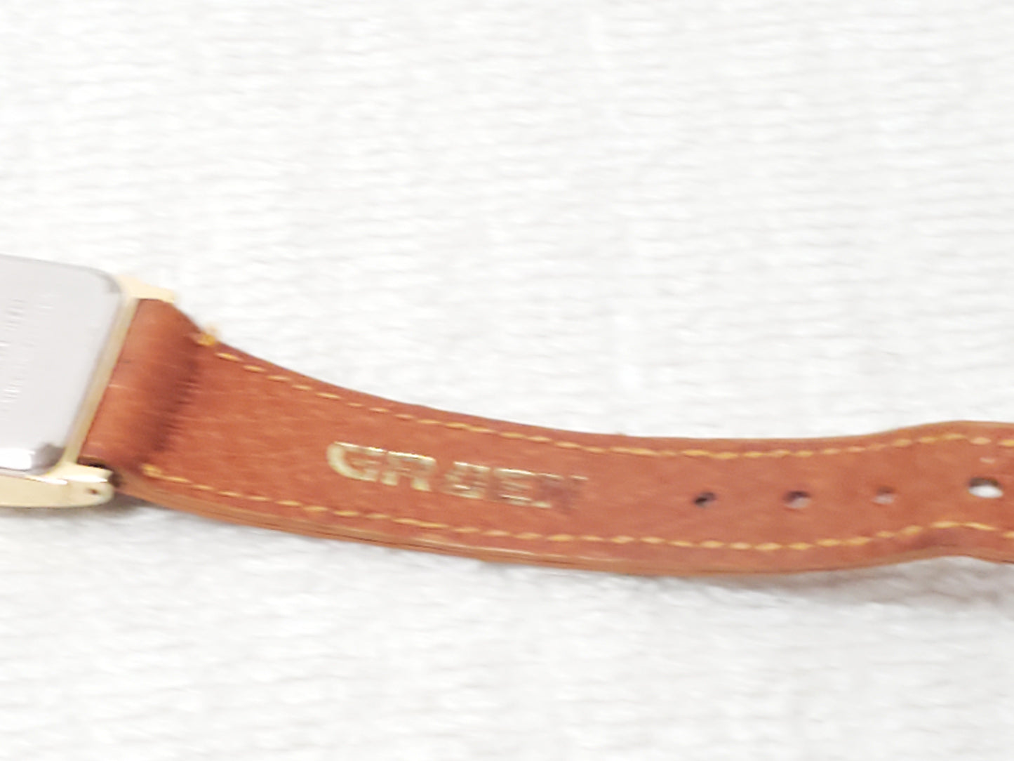 Vintage Gruen Precision Women's Tank Watch Gold Plated One Jewel Brown Leather