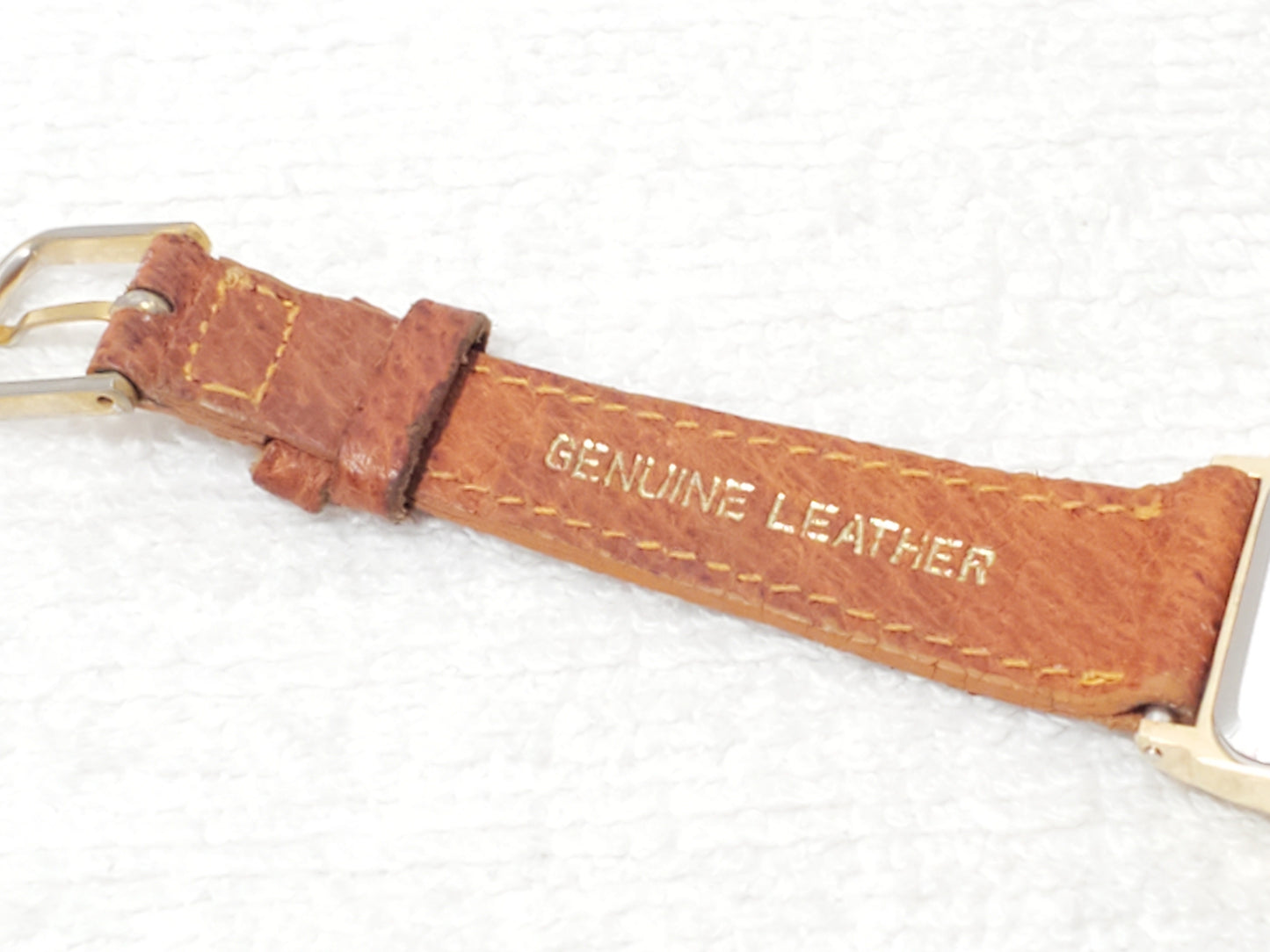 Vintage Gruen Precision Women's Tank Watch Gold Plated One Jewel Brown Leather