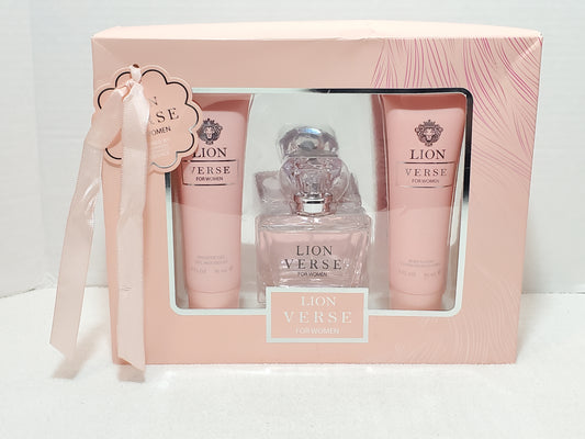 Lion Verse for Women Gift Set Collection Perfume Shower Gel Body Lotion Pink New