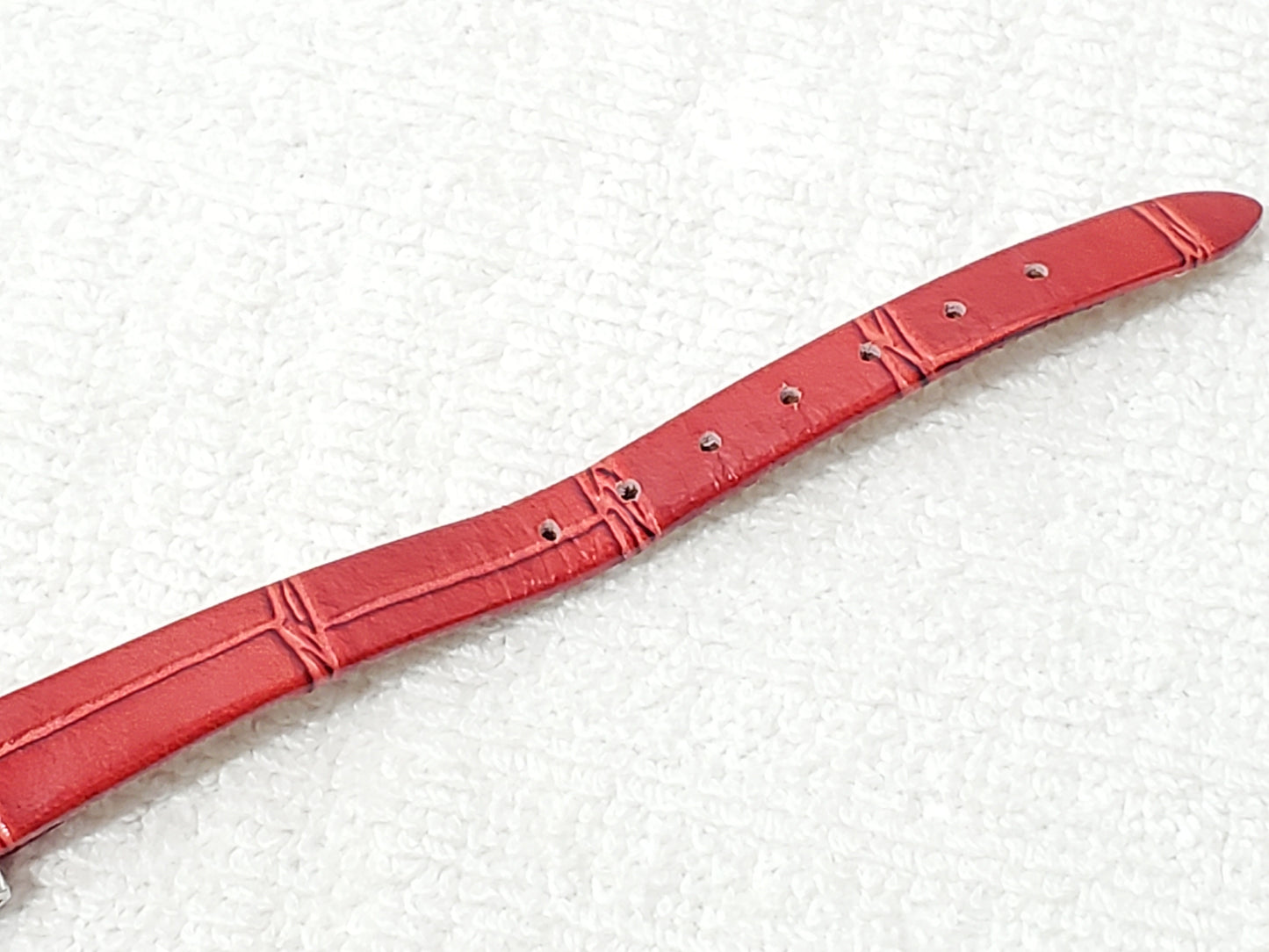 Vintage Skagen Women's Tank Petite Red Leather Strap Watch Swarovski Crystals