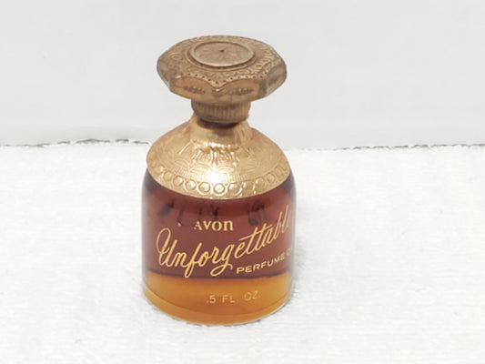 Vintage Avon Unforgettable Perfume Oil Splash 0.5 oz Amber Glass Bottle Women's