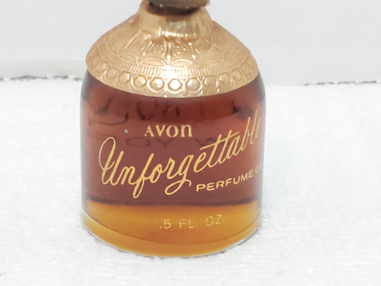 Vintage Avon Unforgettable Perfume Oil Splash 0.5 oz Amber Glass Bottle Women's