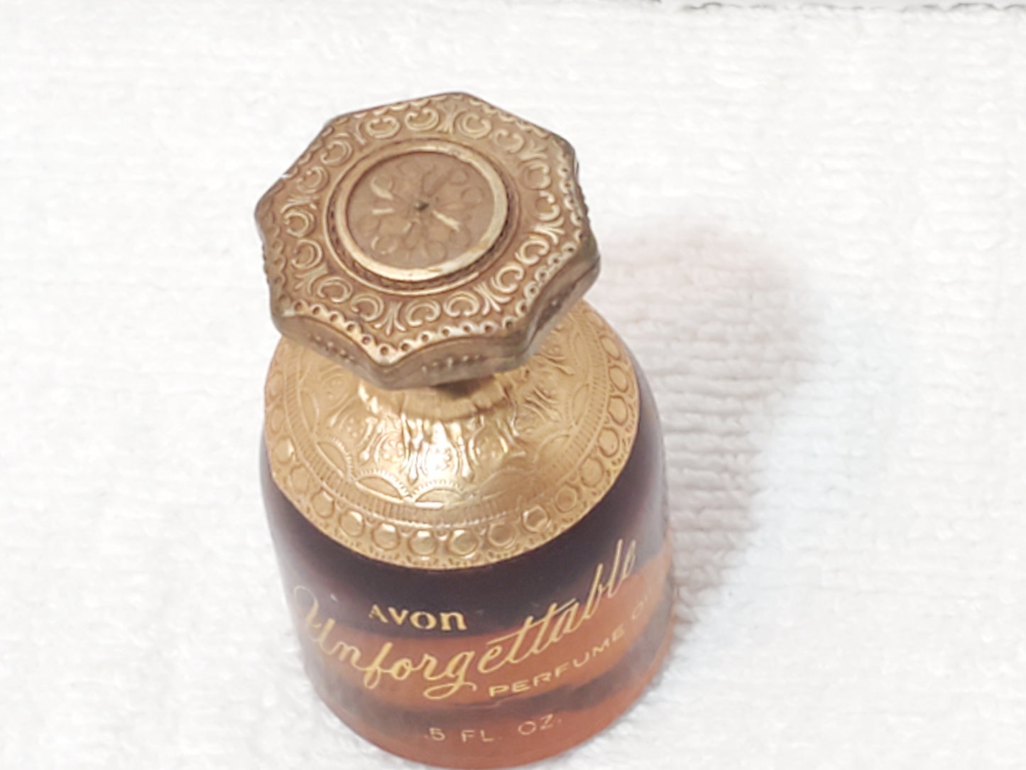 Vintage Avon Unforgettable Perfume Oil Splash 0.5 oz Amber Glass Bottle Women's
