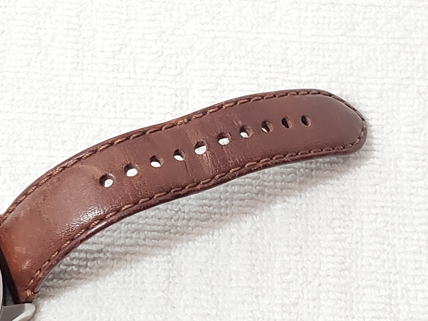 Fossil Aeroflite Men Quartz Date Watch Black Dial Brown Leather Strap 100 Meters