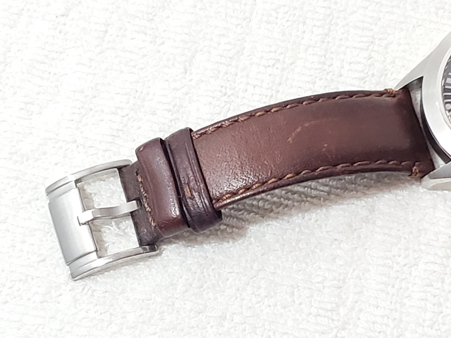 Fossil Aeroflite Men Quartz Date Watch Black Dial Brown Leather Strap 100 Meters
