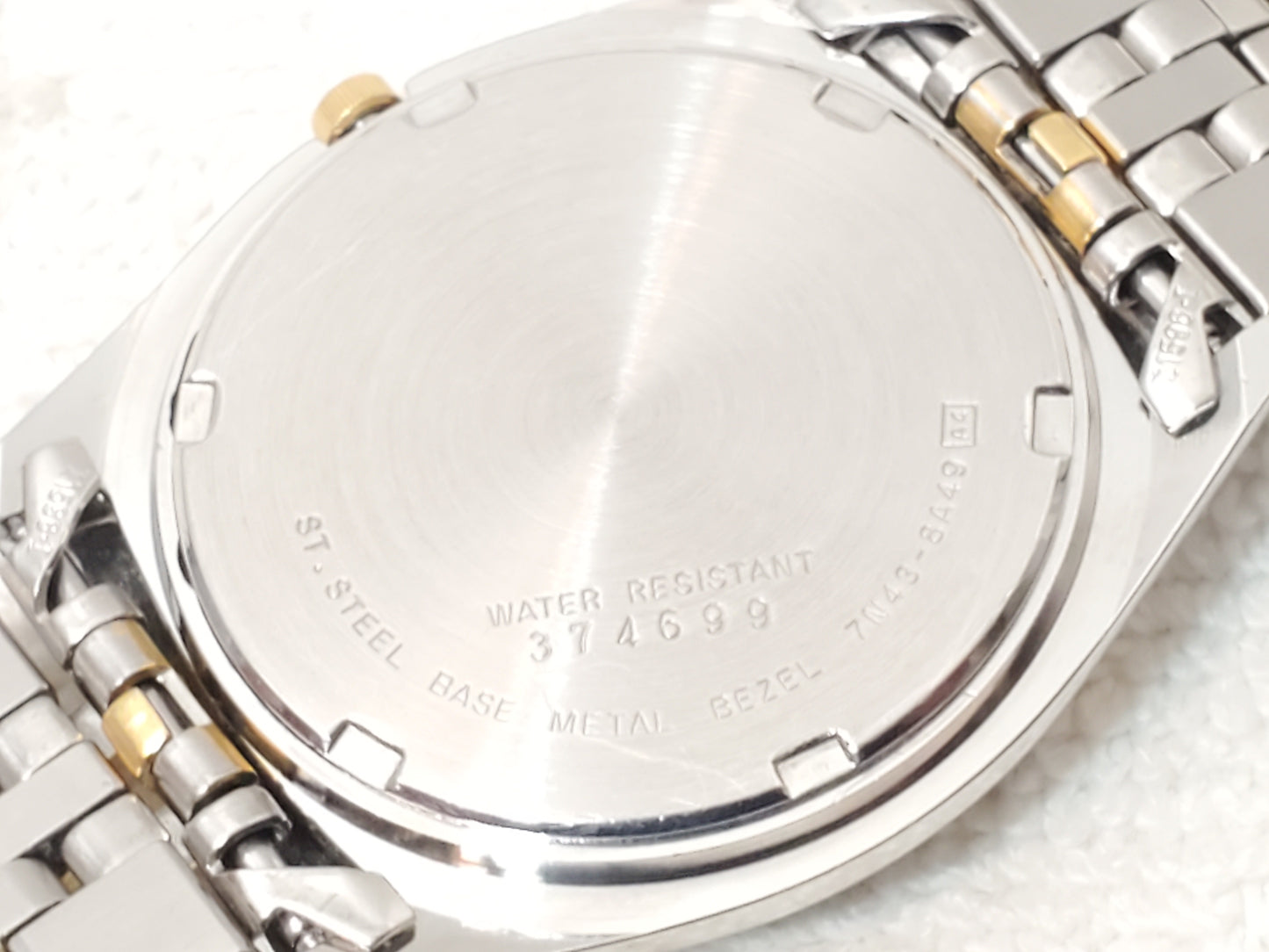 Seiko Presidential Men's Day Date Gold Tone Watch Black Dial Stainless Steel