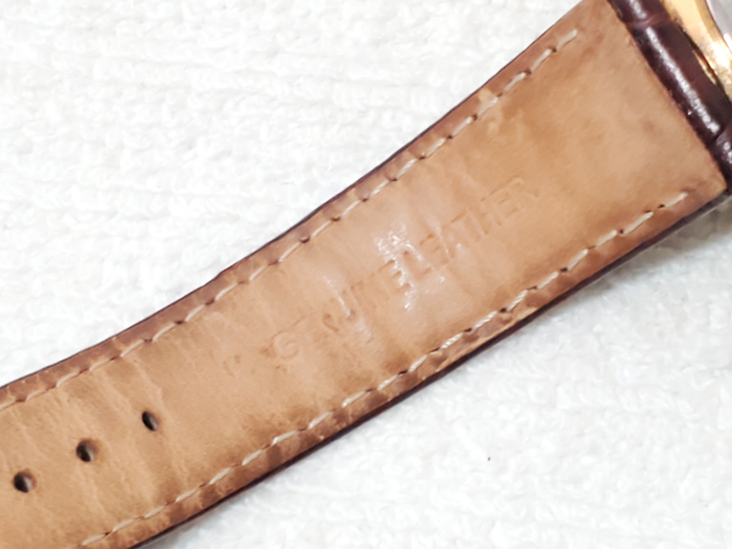 Vintage Citizen Men's Day Date Month Gold Plated Quartz Watch Brown Leather Band