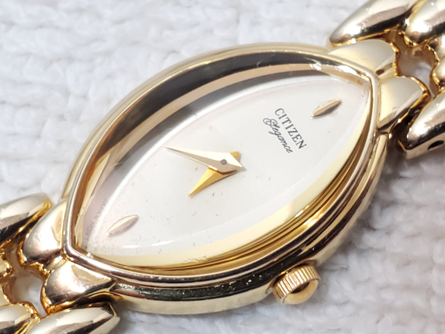 Citizen Elegance Women’s Gold Tone Vintage Quartz Watch Marquise Shape Crystal