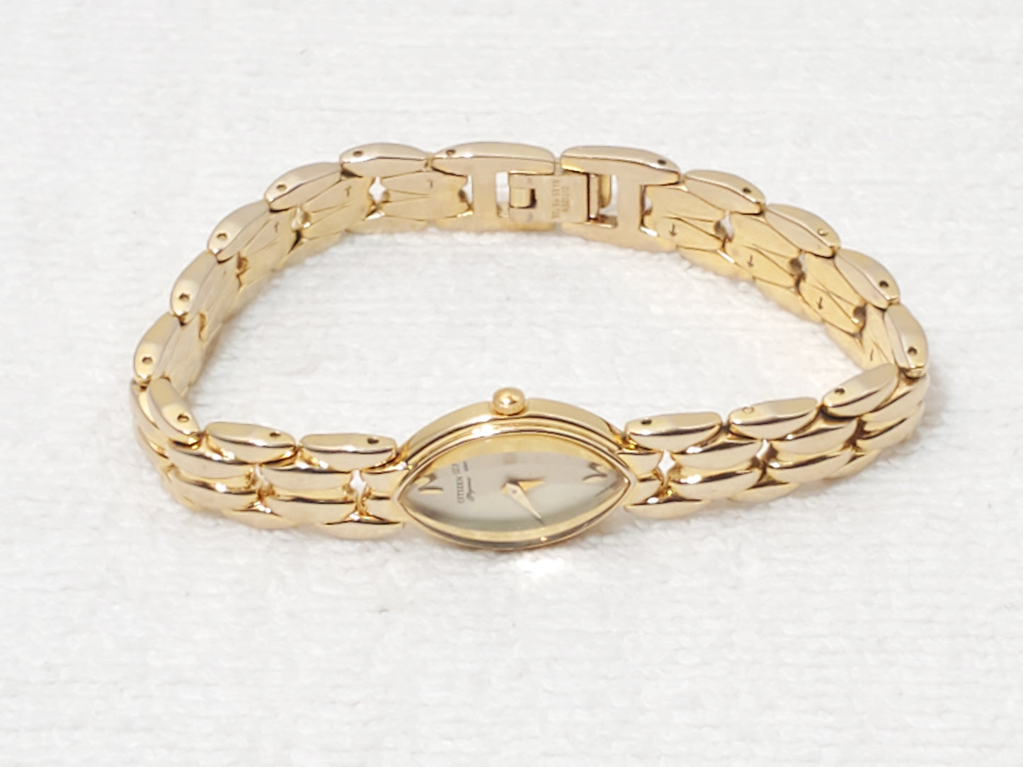 Citizen Elegance Women’s Gold Tone Vintage Quartz Watch Marquise Shape Crystal