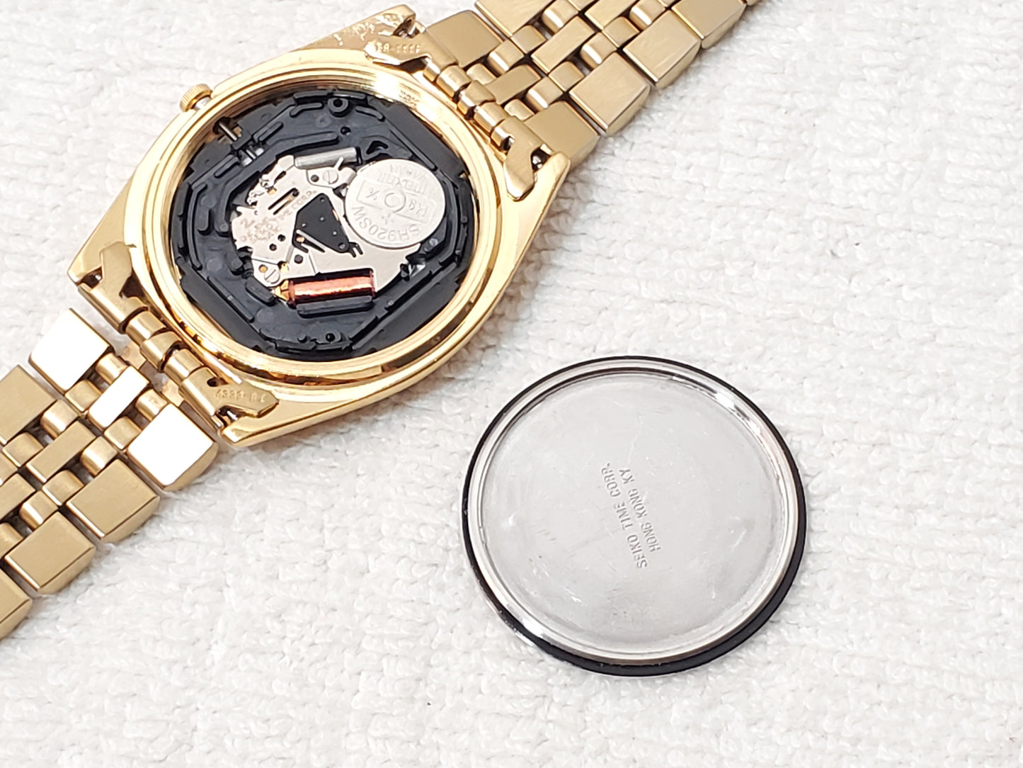Seiko Presidential Mens Day Date Gold Tone Watch 1 Jewel Stainless Steel Vintage