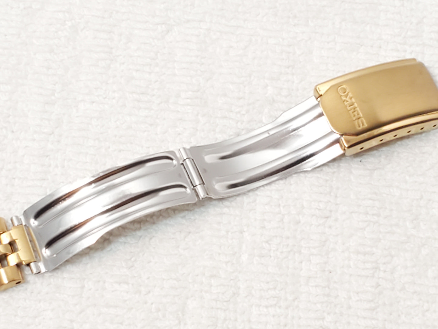 Seiko Presidential Mens Day Date Gold Tone Watch 1 Jewel Stainless Steel Vintage