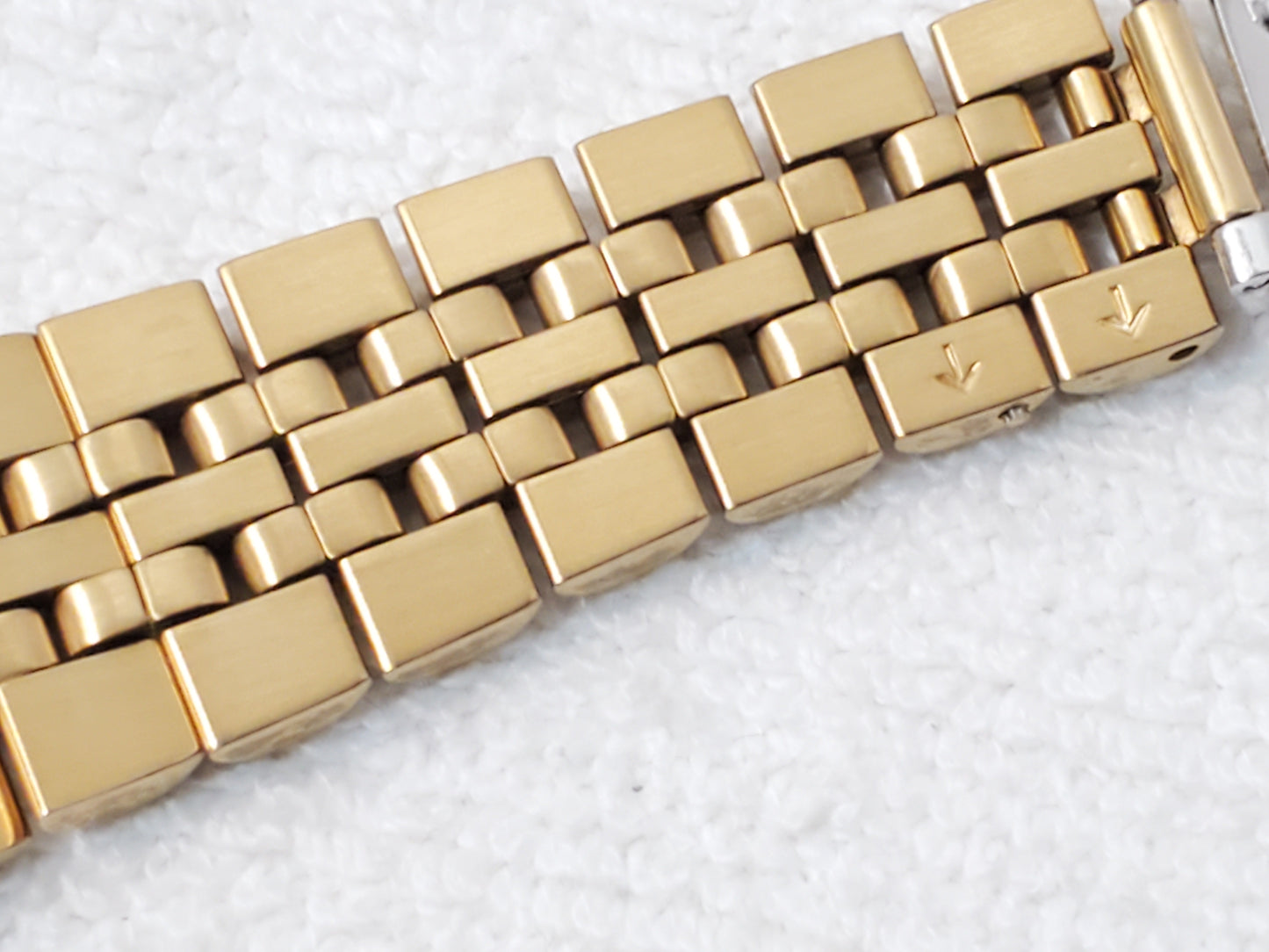 Seiko Presidential Mens Day Date Gold Tone Watch 1 Jewel Stainless Steel Vintage