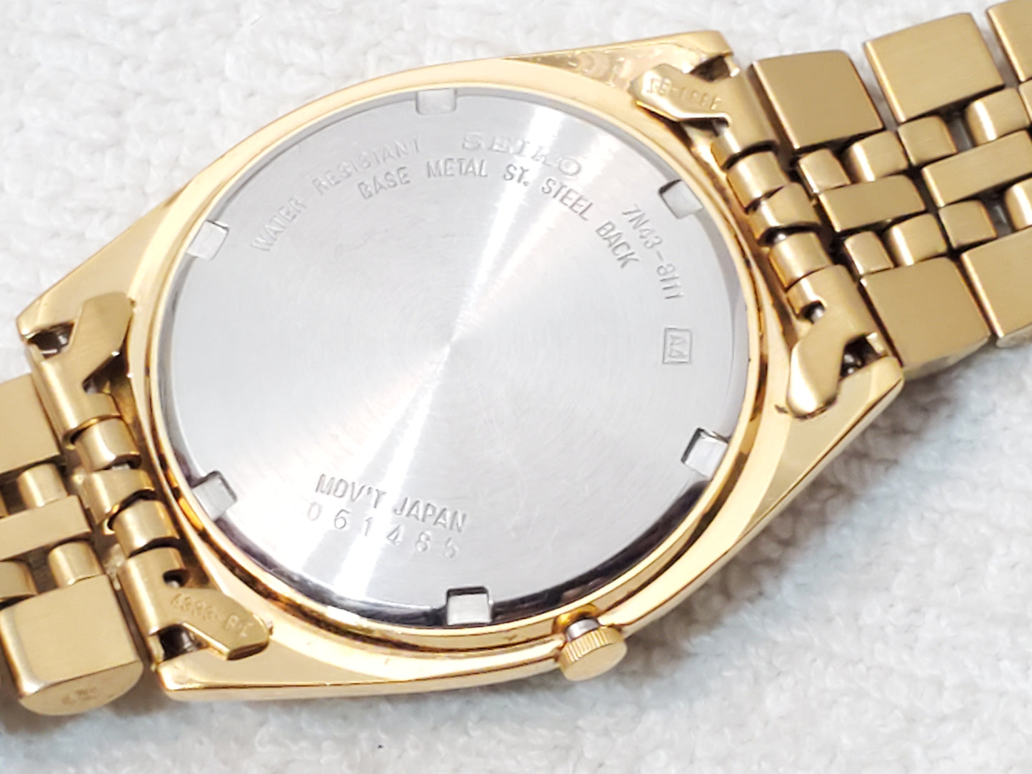 Seiko Presidential Mens Day Date Gold Tone Watch 1 Jewel Stainless Steel Vintage