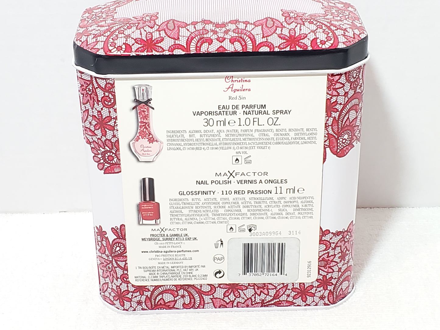 Christina Aguilera RED SIN Perfume Gift Set 1.0 oz 30ml EDP & Max Factor Polish