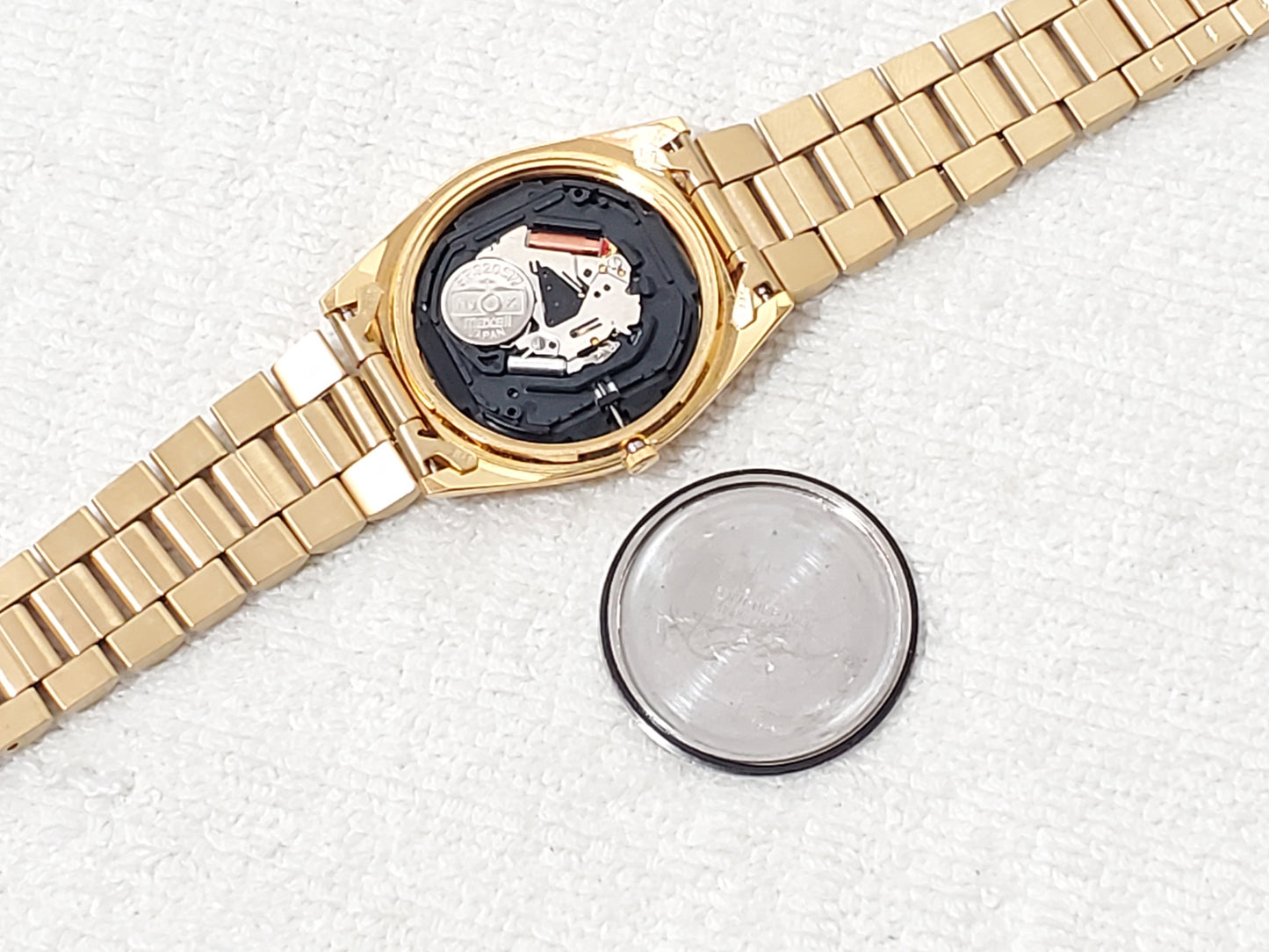 Vintage Seiko Men's Presidential Day Date Gold Plated Quartz Watch Black Dial