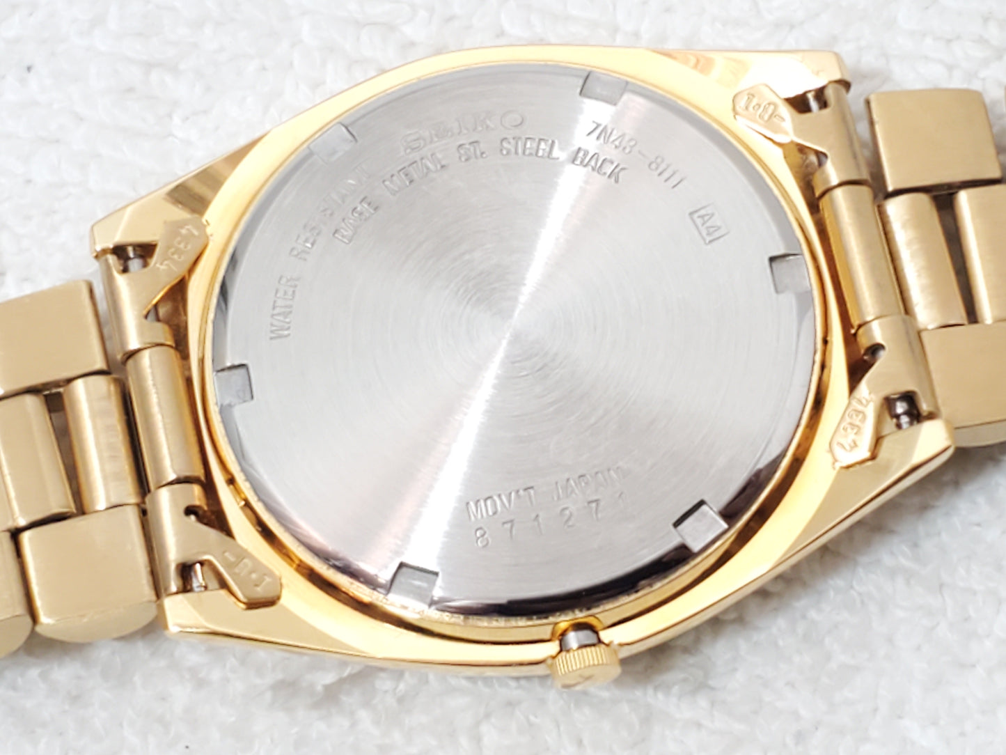 Vintage Seiko Men's Presidential Day Date Gold Plated Quartz Watch Black Dial