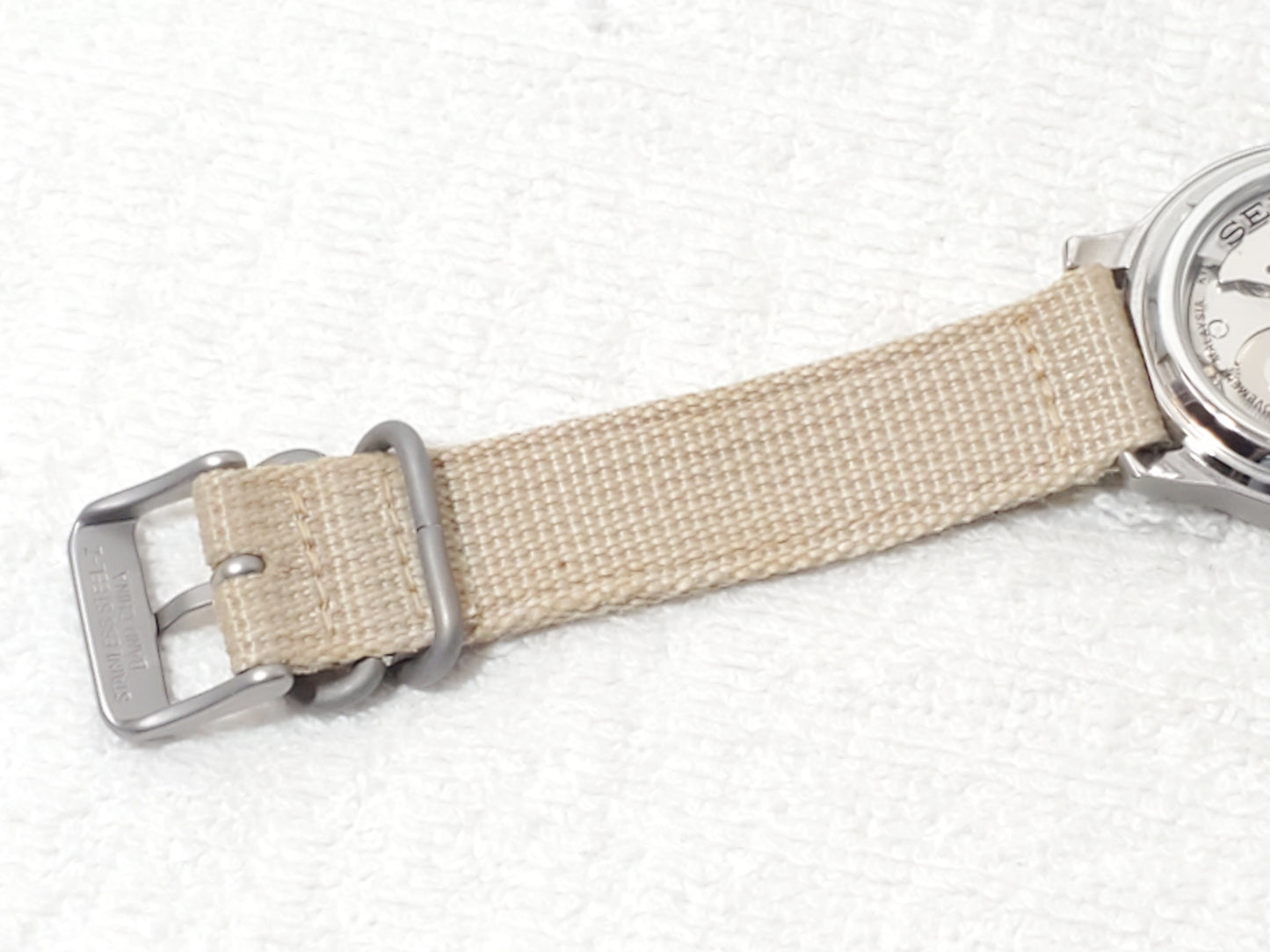 Seiko 5 Automatic Watch 21 Jewels Day Date Military Field SNK803 Vintage Beige