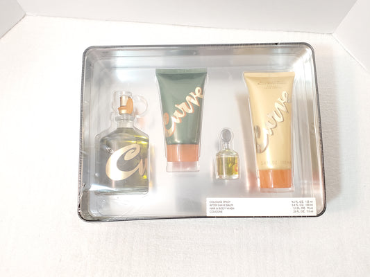 Curve for Men by Liz Claiborne 4-Piece Cologne Gift Set New in Tin Sealed