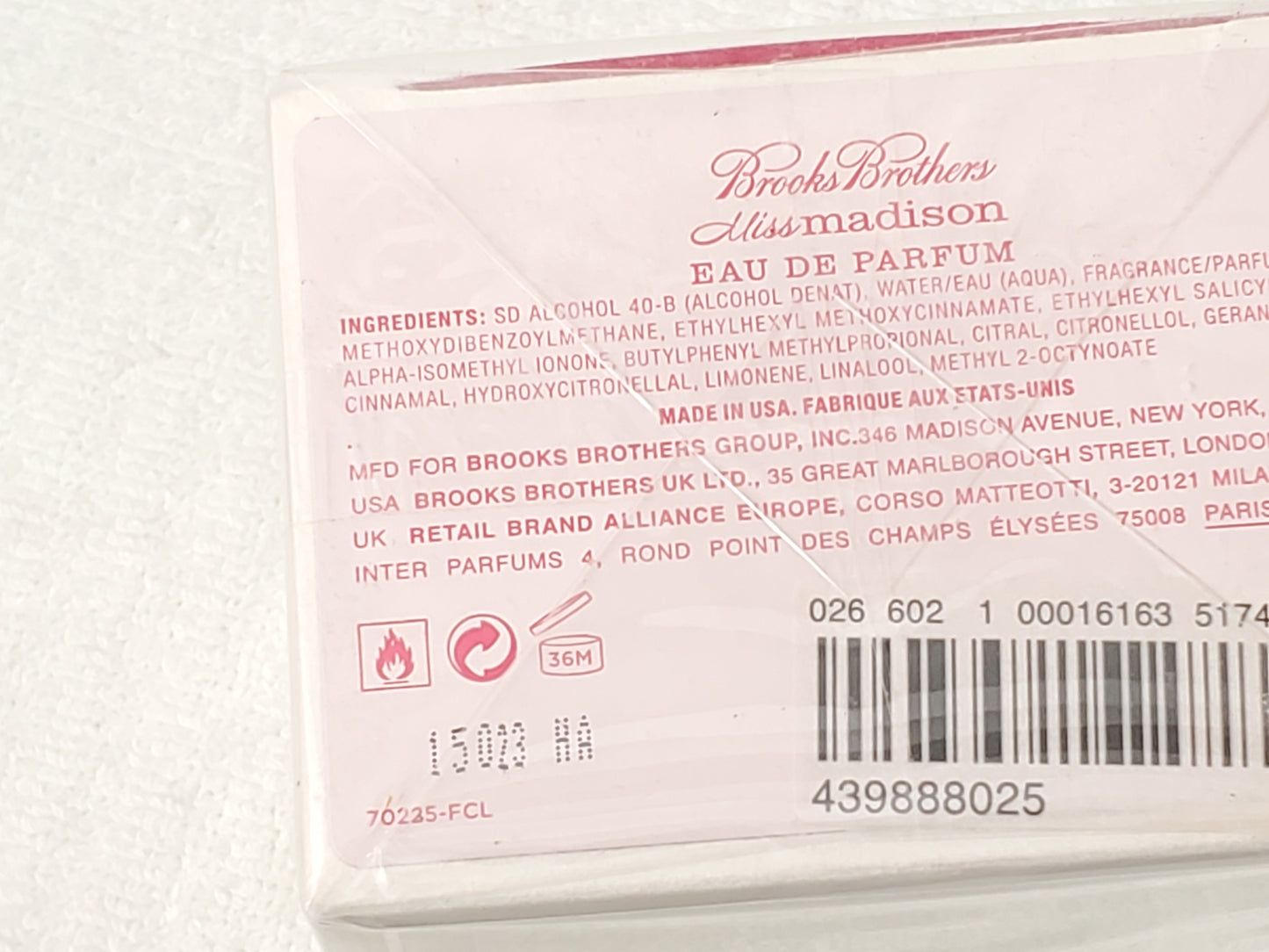 Miss Madison Brooks Brothers for Women Eau de Parfum 100ml New in Sealed Box