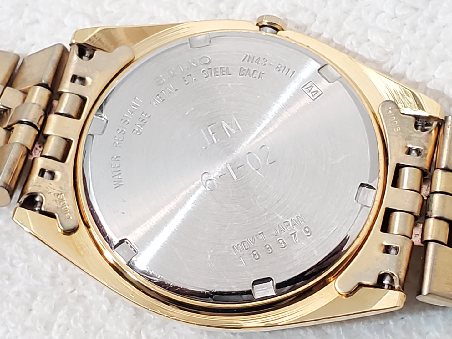 Vintage Seiko Men's Presidential Day Date Gold Tone Quartz Watch Stainless Steel