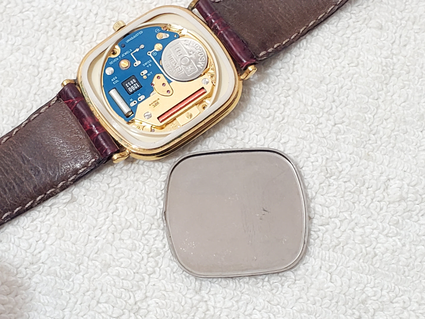 Vintage Lanvin Paris Women's France Made Date Watch 7 Jewels Gold Plated Croc