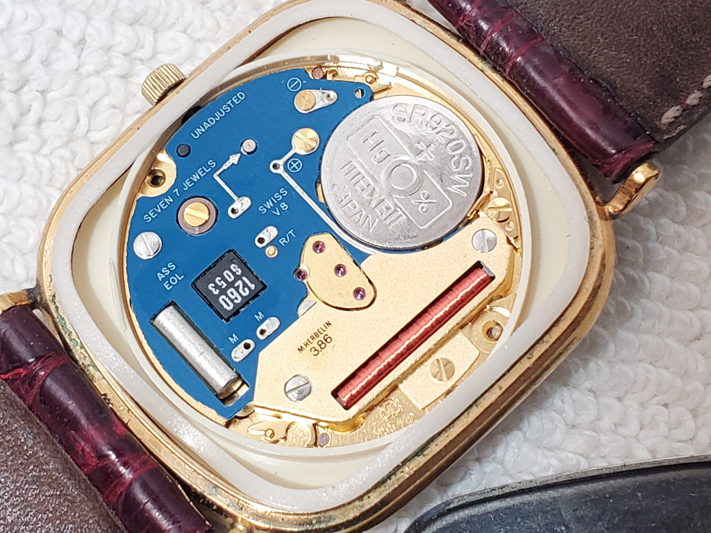 Vintage Lanvin Paris Women's France Made Date Watch 7 Jewels Gold Plated Croc