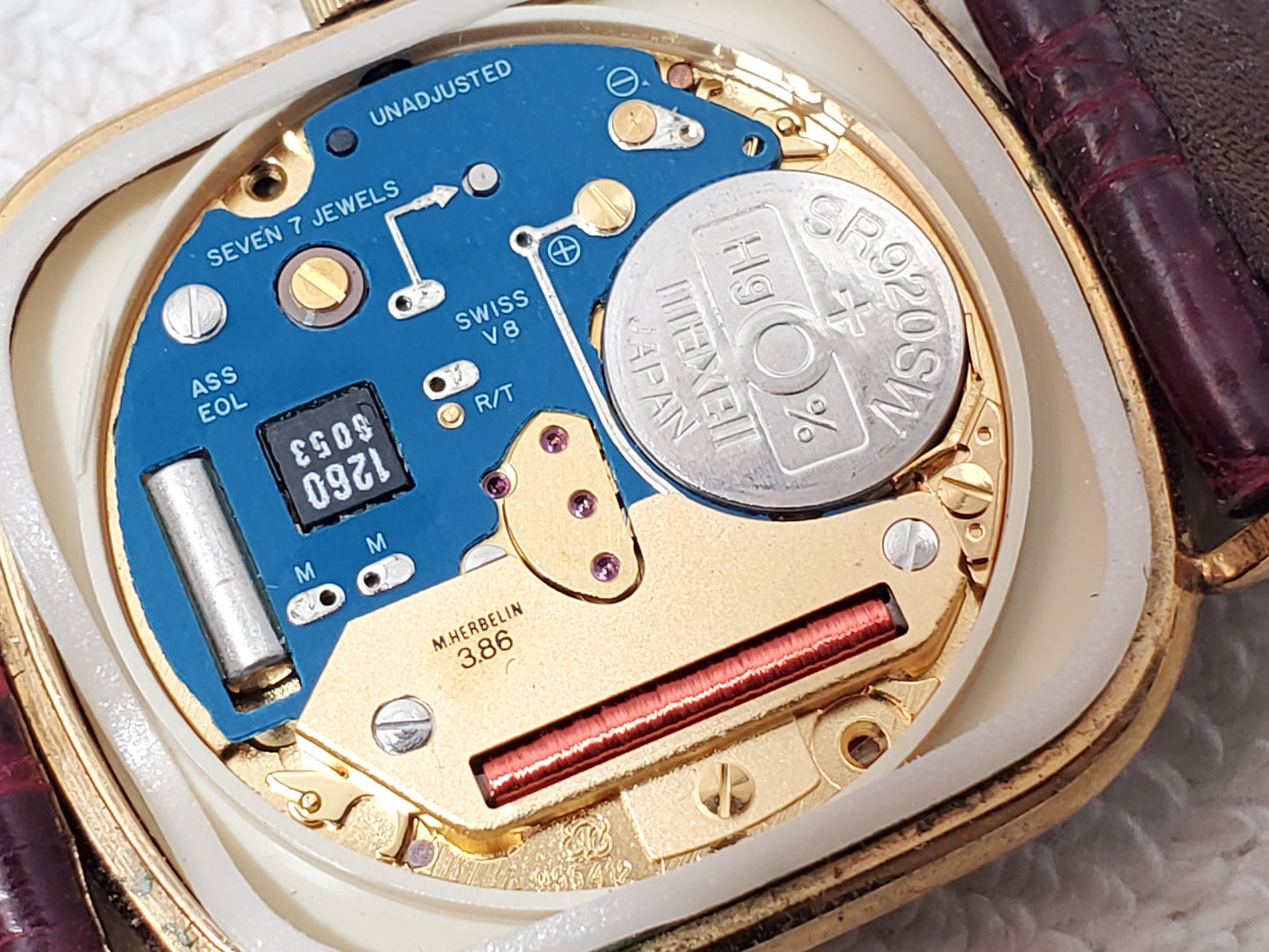 Vintage Lanvin Paris Women's France Made Date Watch 7 Jewels Gold Plated Croc
