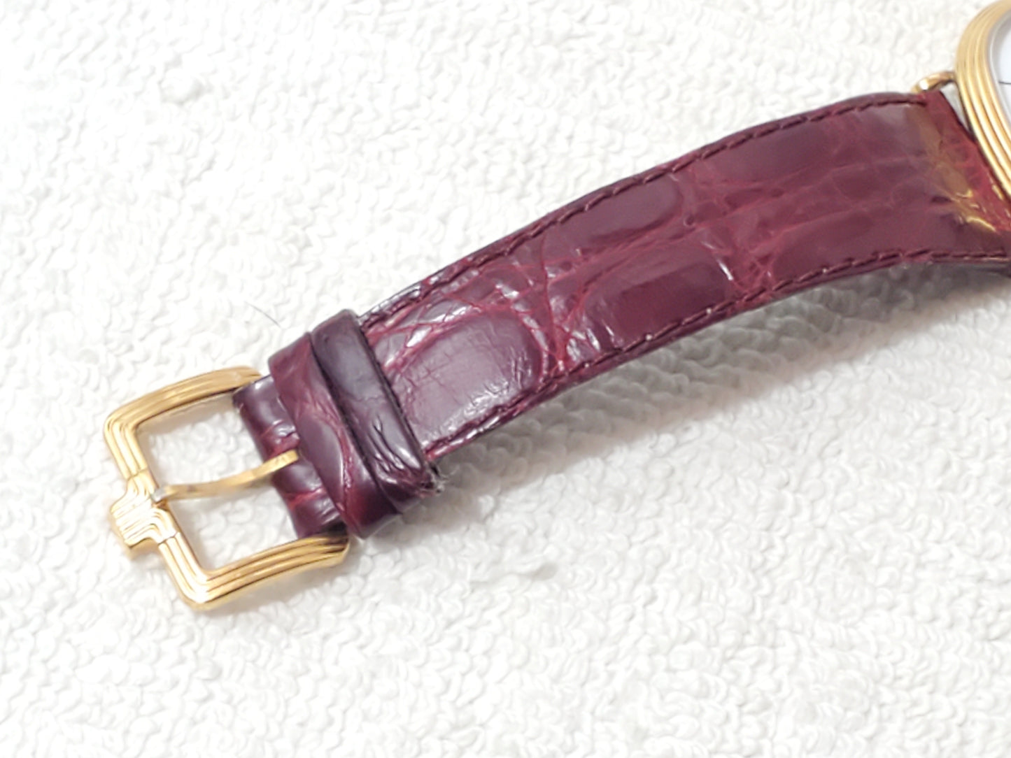 Vintage Lanvin Paris Women's France Made Date Watch 7 Jewels Gold Plated Croc