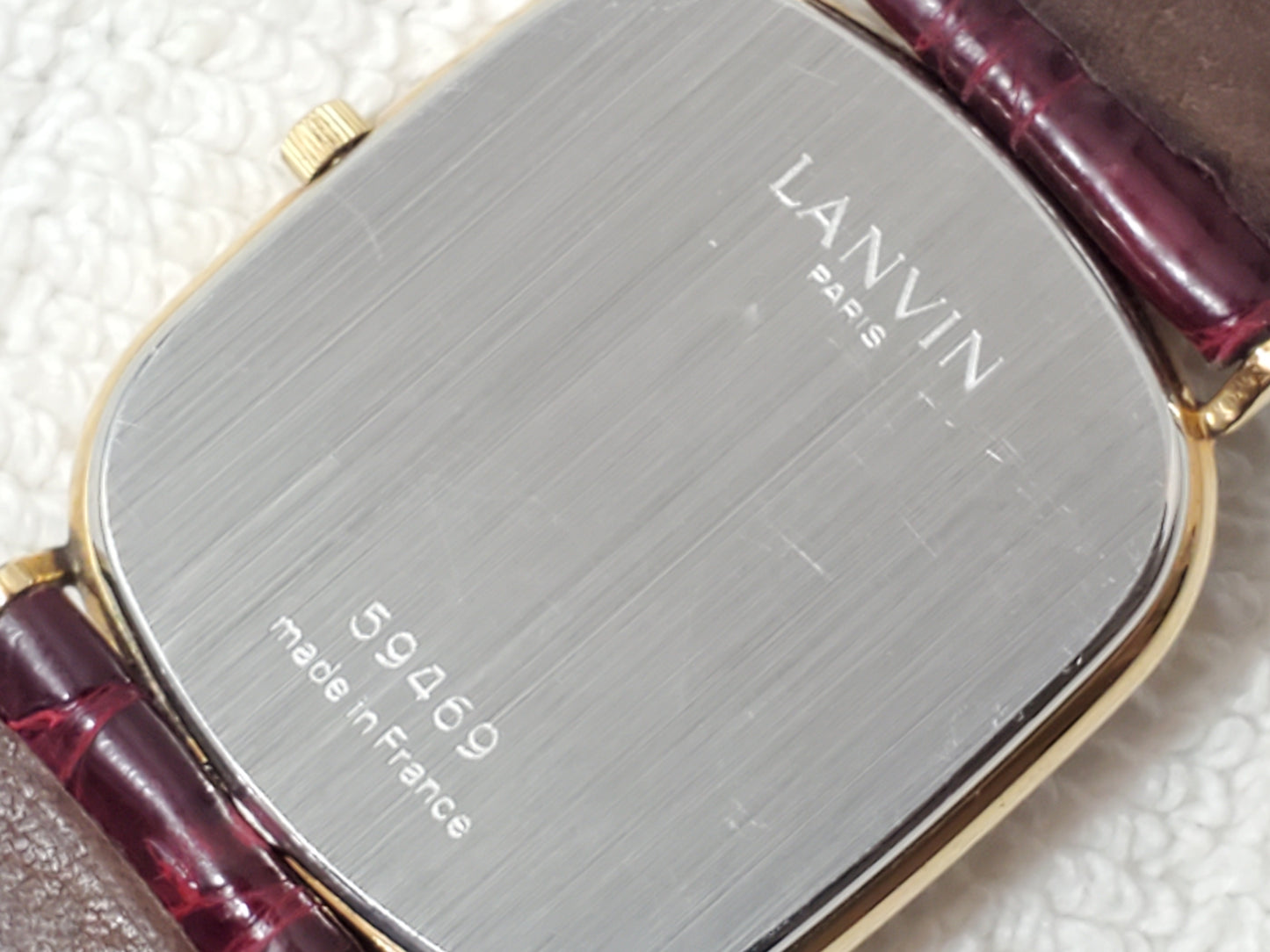 Vintage Lanvin Paris Women's France Made Date Watch 7 Jewels Gold Plated Croc