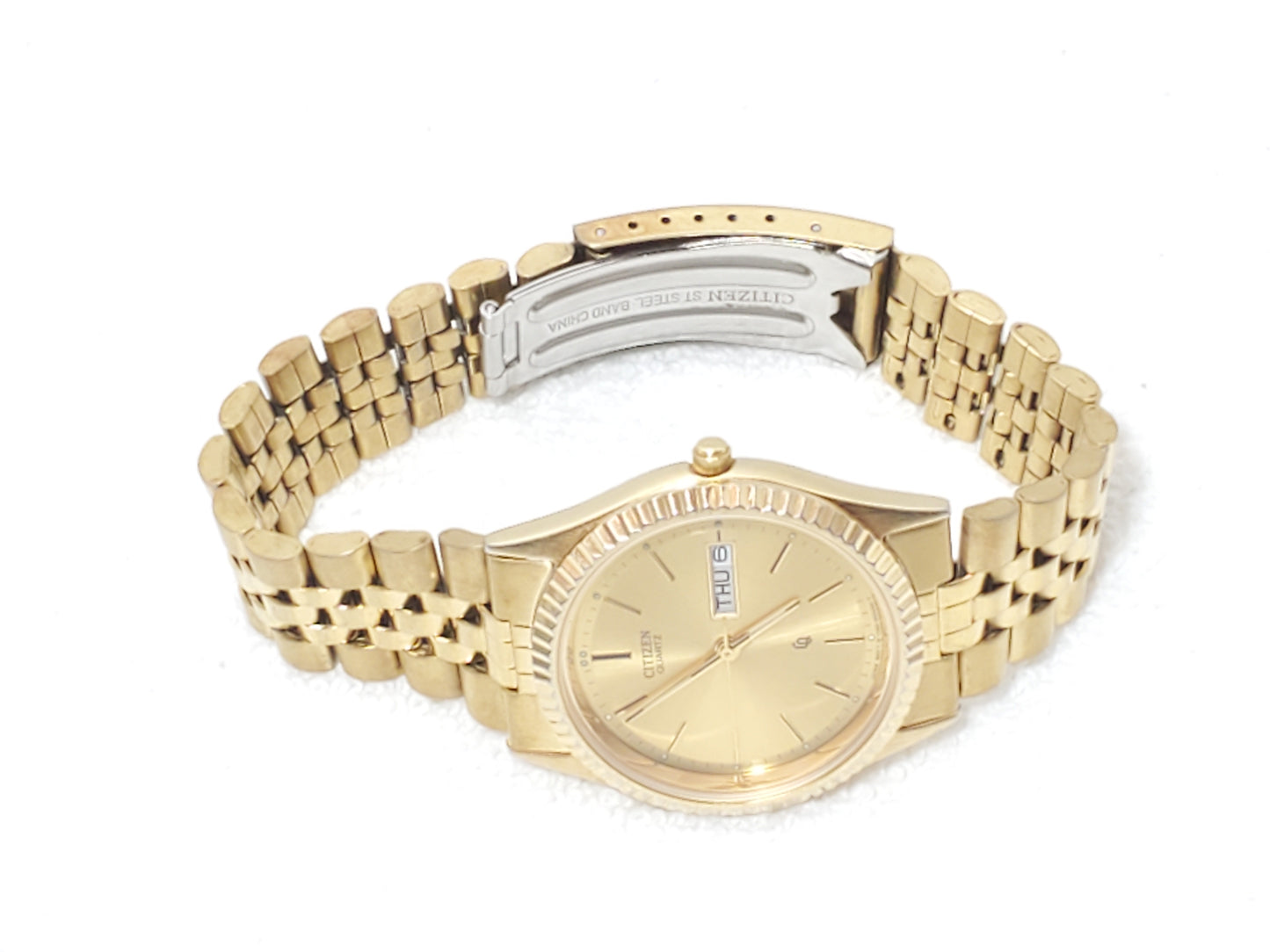 Vintage Citizen CQ Men's Presidential Day Date Gold Tone Watch Stainless Steel