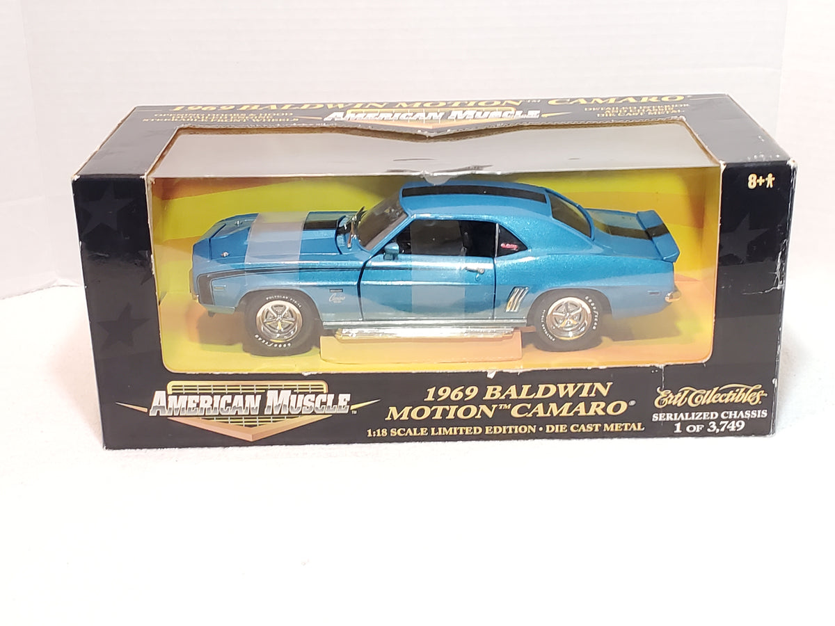 1:18 ERTL American Muscle 1969 Baldwin Motion Camaro Blue Metallic Vintage