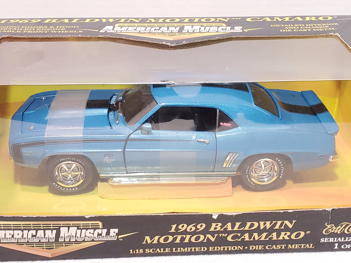 1:18 ERTL American Muscle 1969 Baldwin Motion Camaro Blue Metallic Vintage