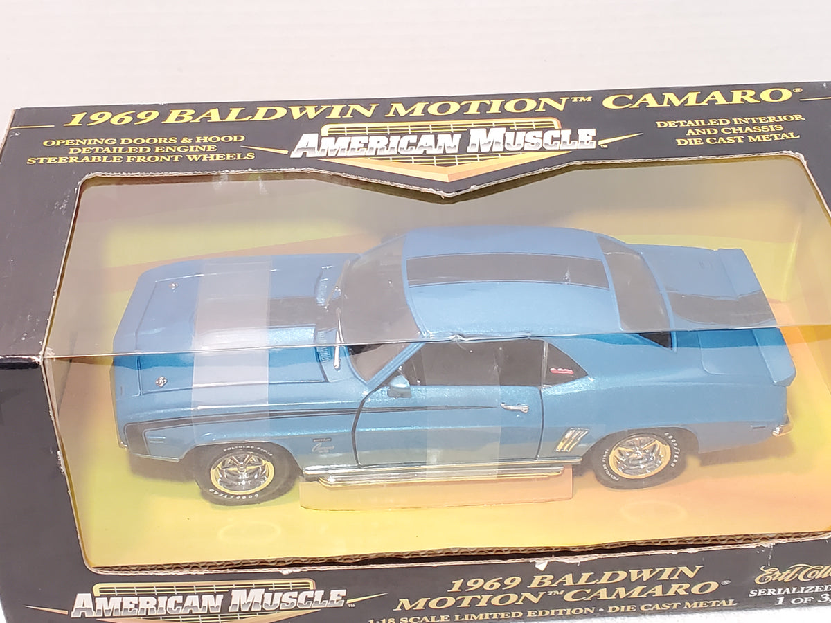 1:18 ERTL American Muscle 1969 Baldwin Motion Camaro Blue Metallic Vintage