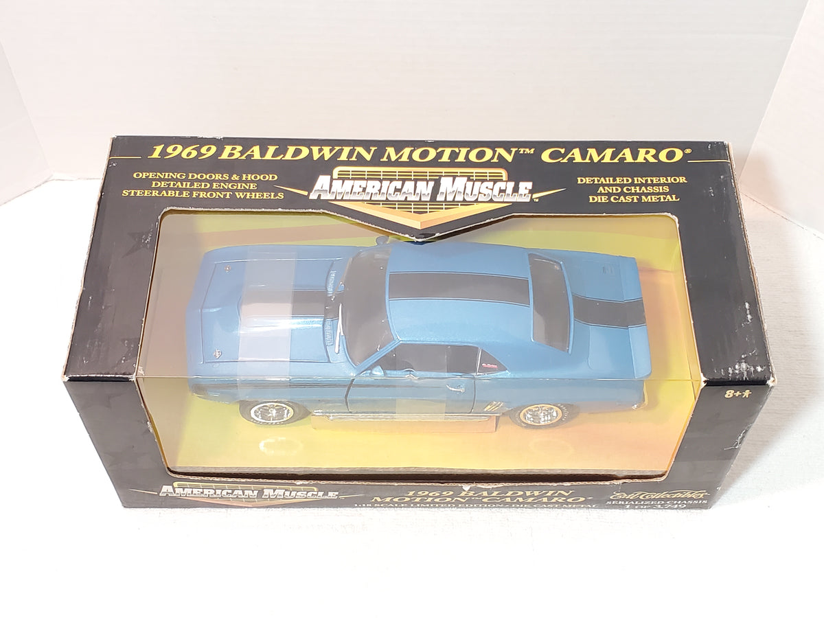 1:18 ERTL American Muscle 1969 Baldwin Motion Camaro Blue Metallic Vintage