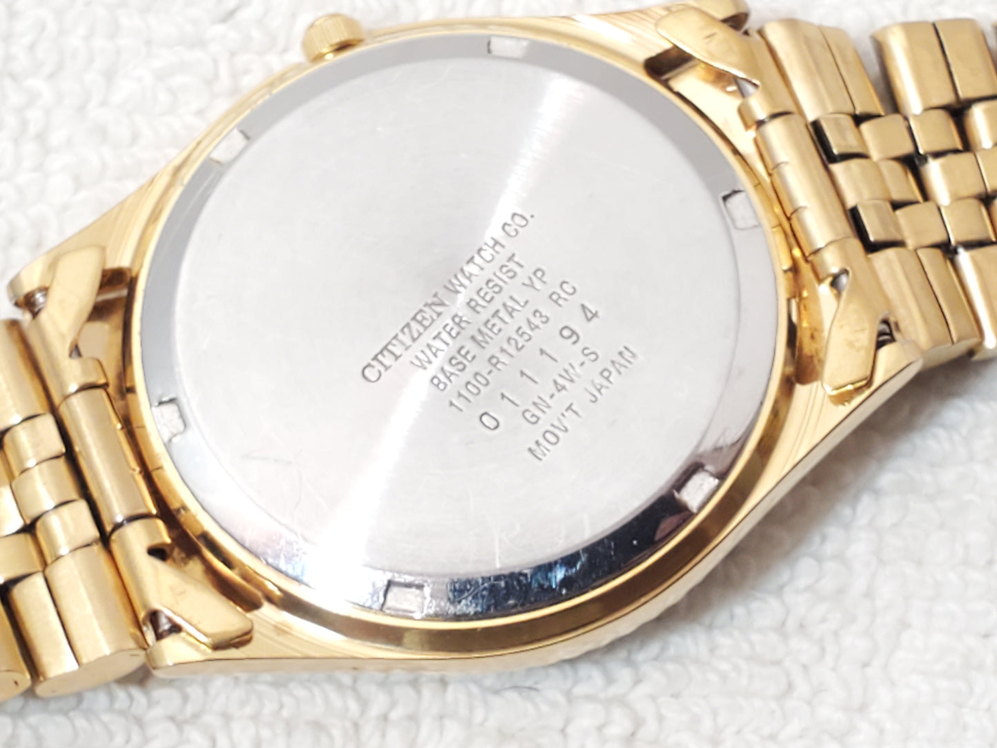 Vintage Citizen CQ Men's Presidential Day Date Gold Tone Quartz Watch Blue Dial