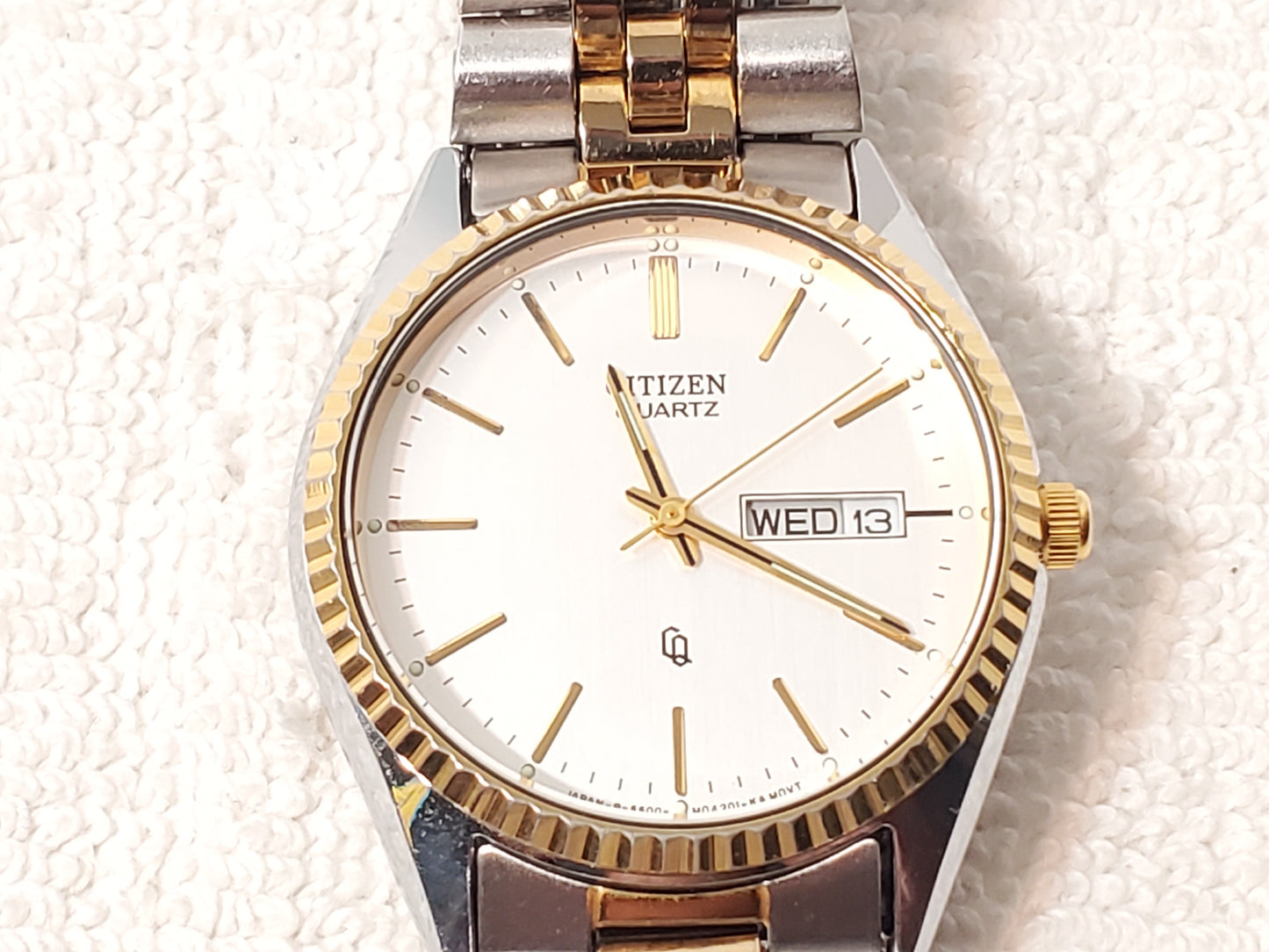 Citizen CQ Presidential Vintage Watch Silver Dial Day Date Two Tone Men's