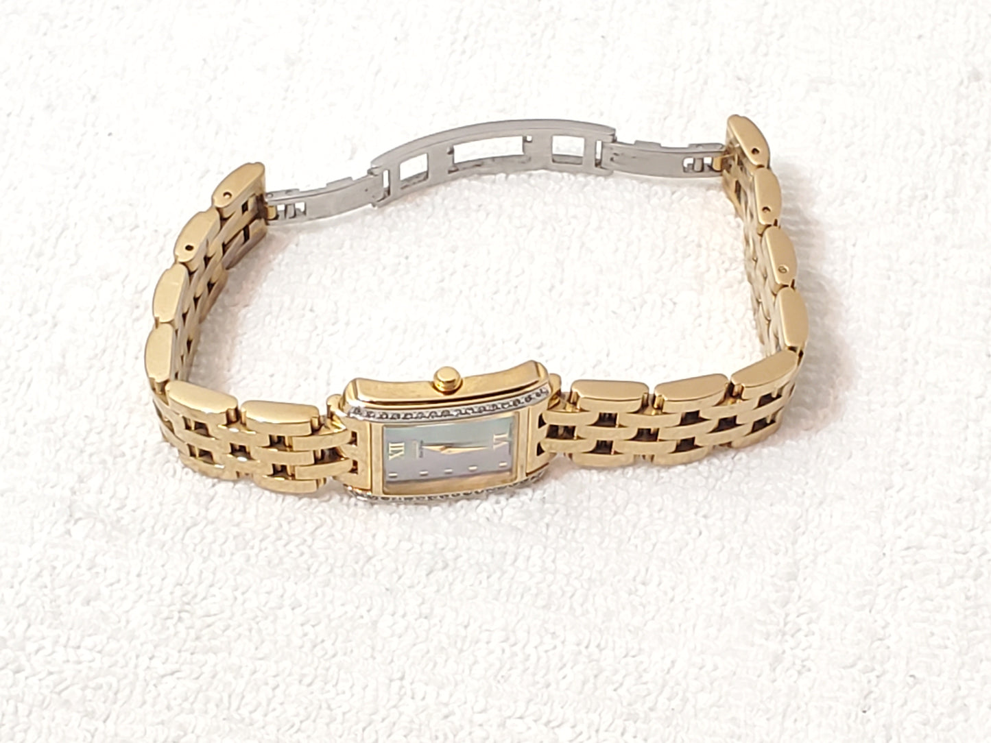Citizen Eco Drive Ladies Watch Gold Plated Mother Pearl Dial Swarovski Crystals