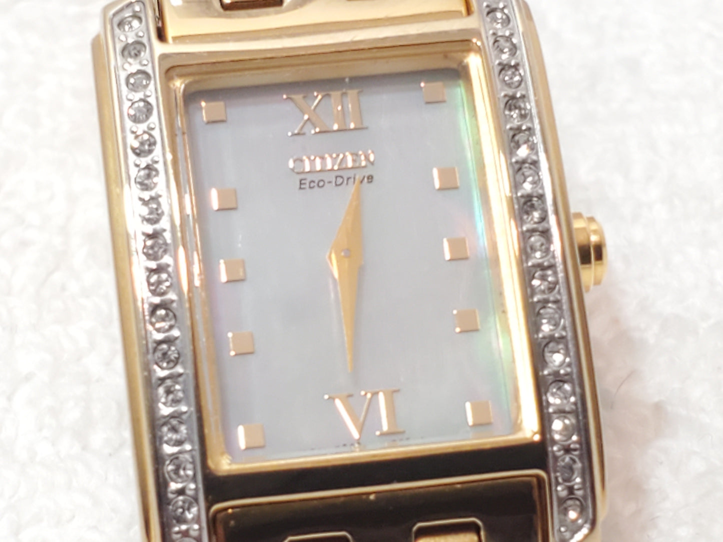 Citizen Eco Drive Ladies Watch Gold Plated Mother Pearl Dial Swarovski Crystals