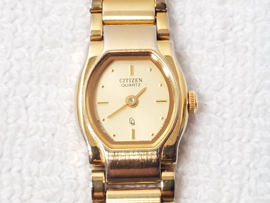 Citizen CQ Women's Base Metal Yellow Gold Plated Vintage Quartz Watch One Jewel