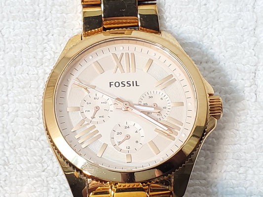 Fossil Cecile Women's Rose Gold Tone Day Date Quartz Watch Roman Numerals