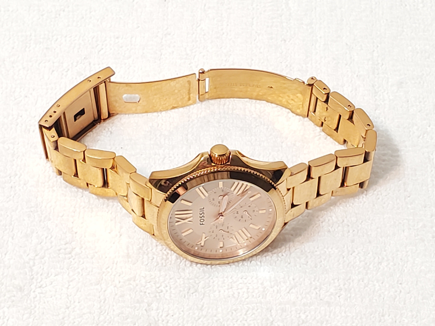 Fossil Cecile Women's Rose Gold Tone Day Date Quartz Watch Roman Numerals