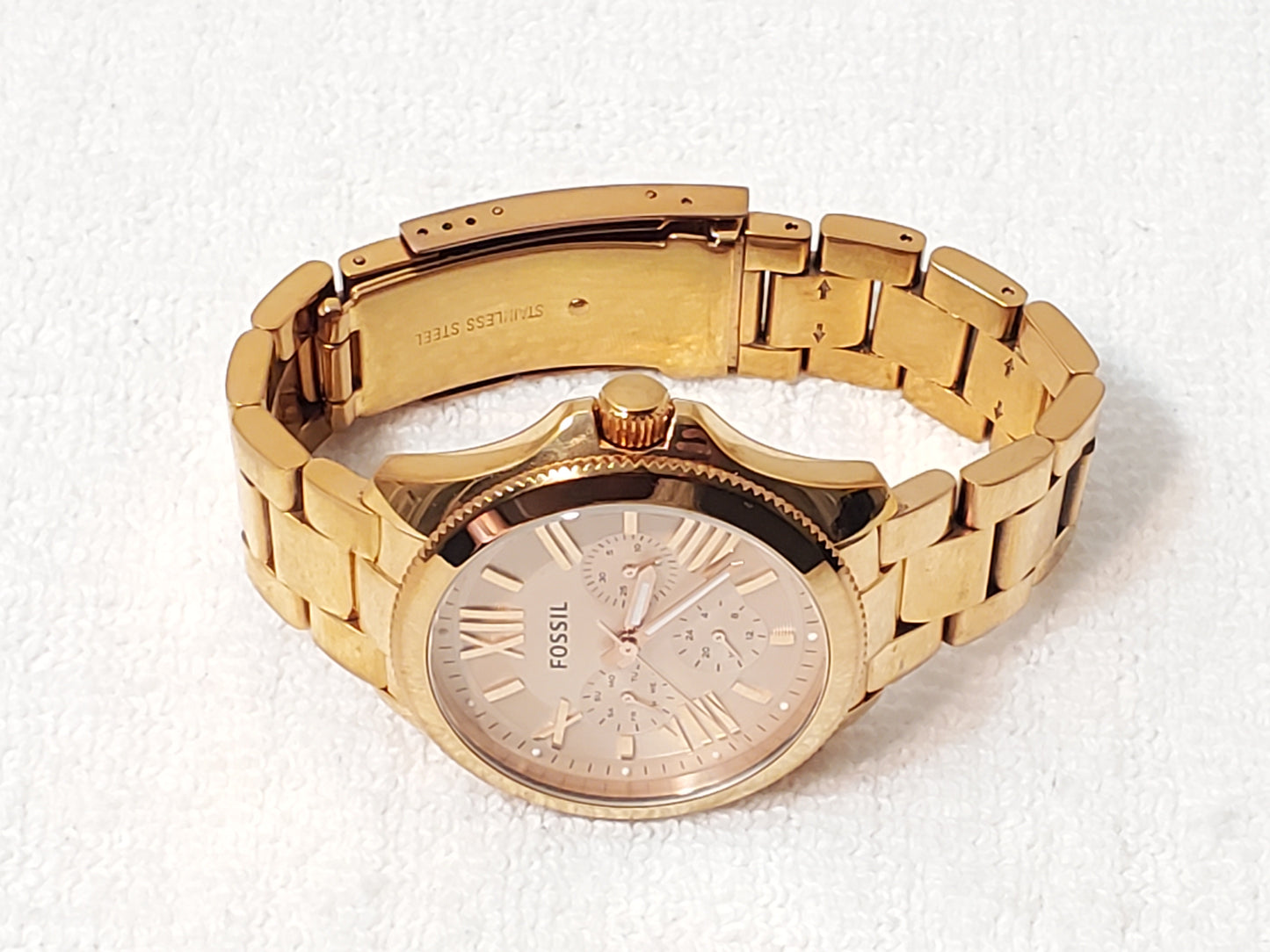 Fossil Cecile Women's Rose Gold Tone Day Date Quartz Watch Roman Numerals