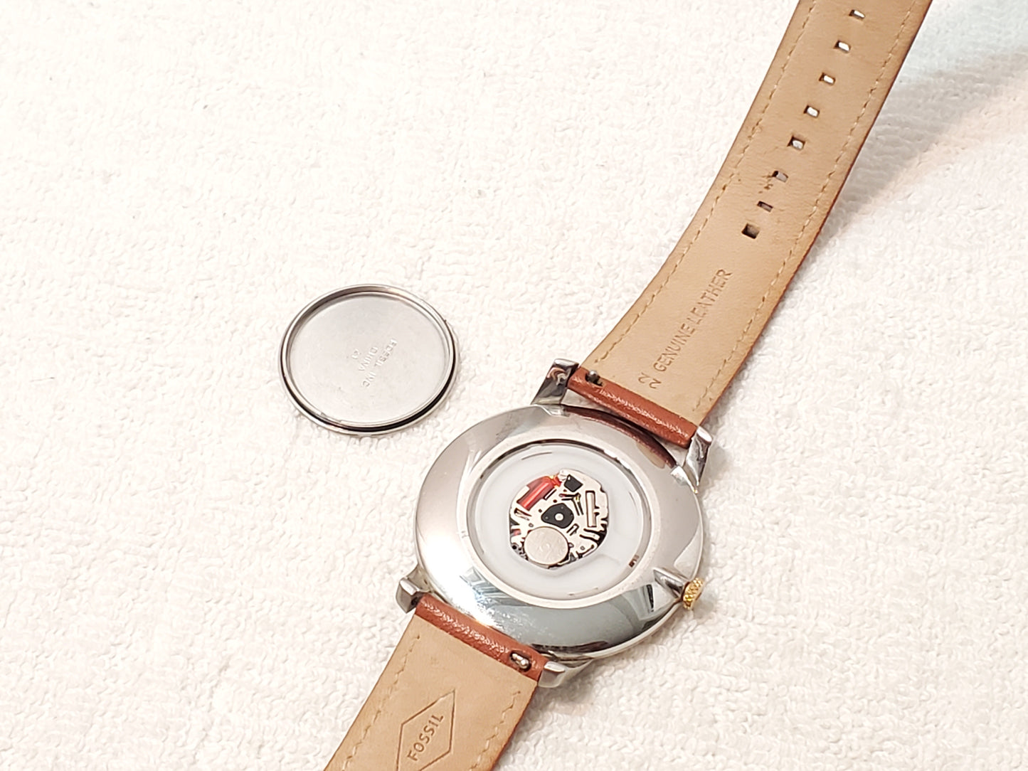 Fossil The Minimalist Men's Watch Blue Dial Diamond Brown Leather Strap