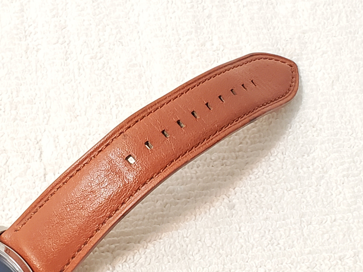 Fossil The Minimalist Men's Watch Blue Dial Diamond Brown Leather Strap