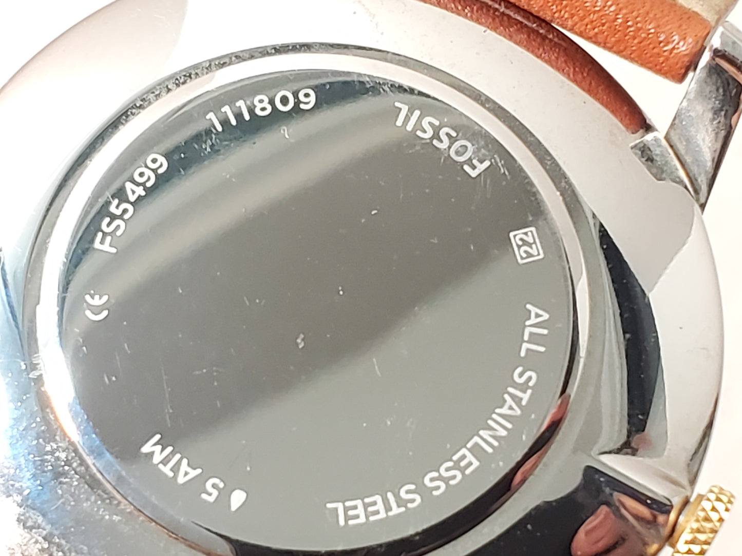 Fossil The Minimalist Men's Watch Blue Dial Diamond Brown Leather Strap