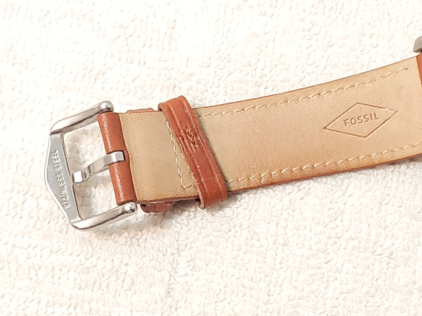 Fossil The Minimalist Men's Watch Blue Dial Diamond Brown Leather Strap