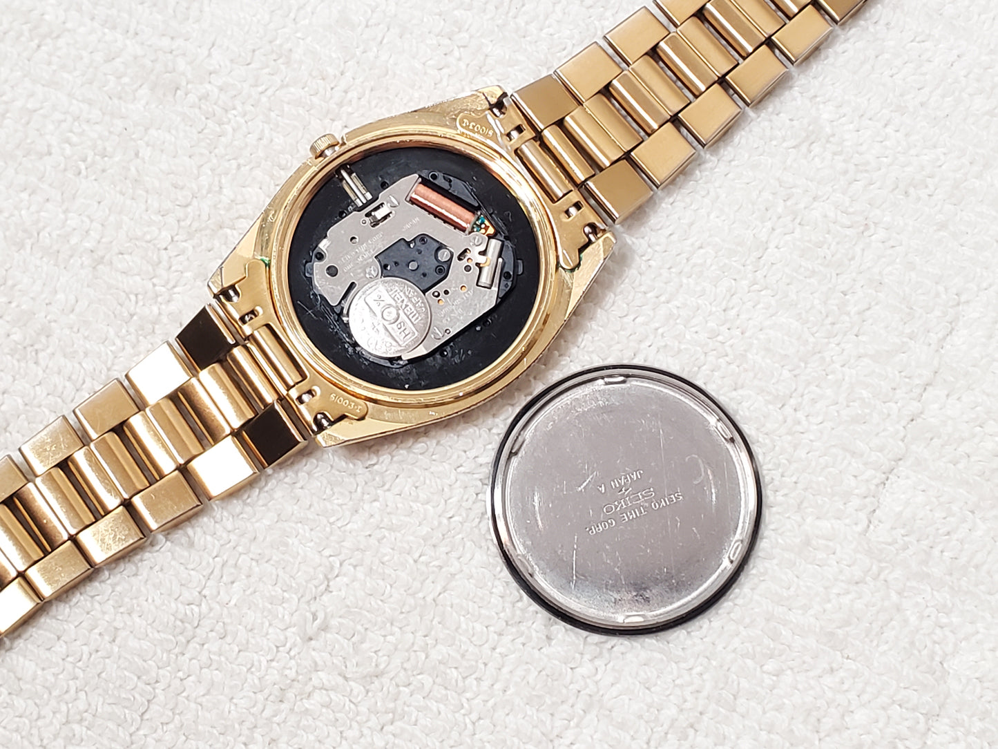 Vintage Seiko SQ Men's Presidential Day Date Gold Tone Quartz Watch One Jewel