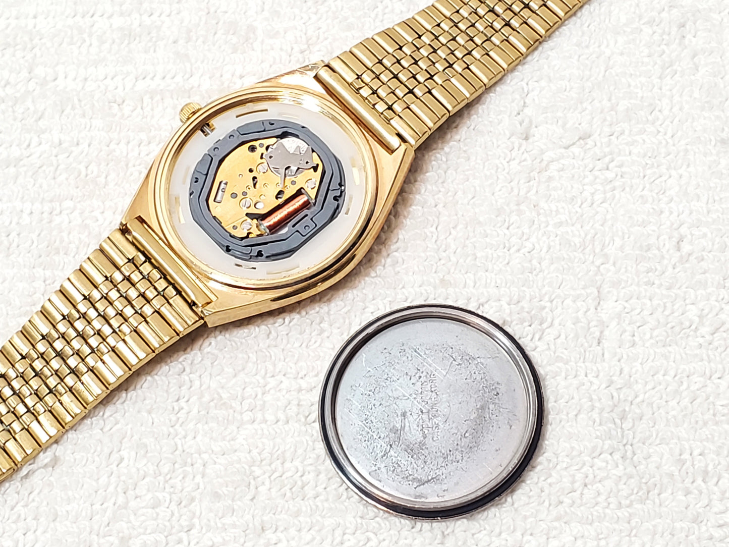 Citizen CQ Men's Day Date Vintage Gold Plated Quartz Watch Stainless Steel