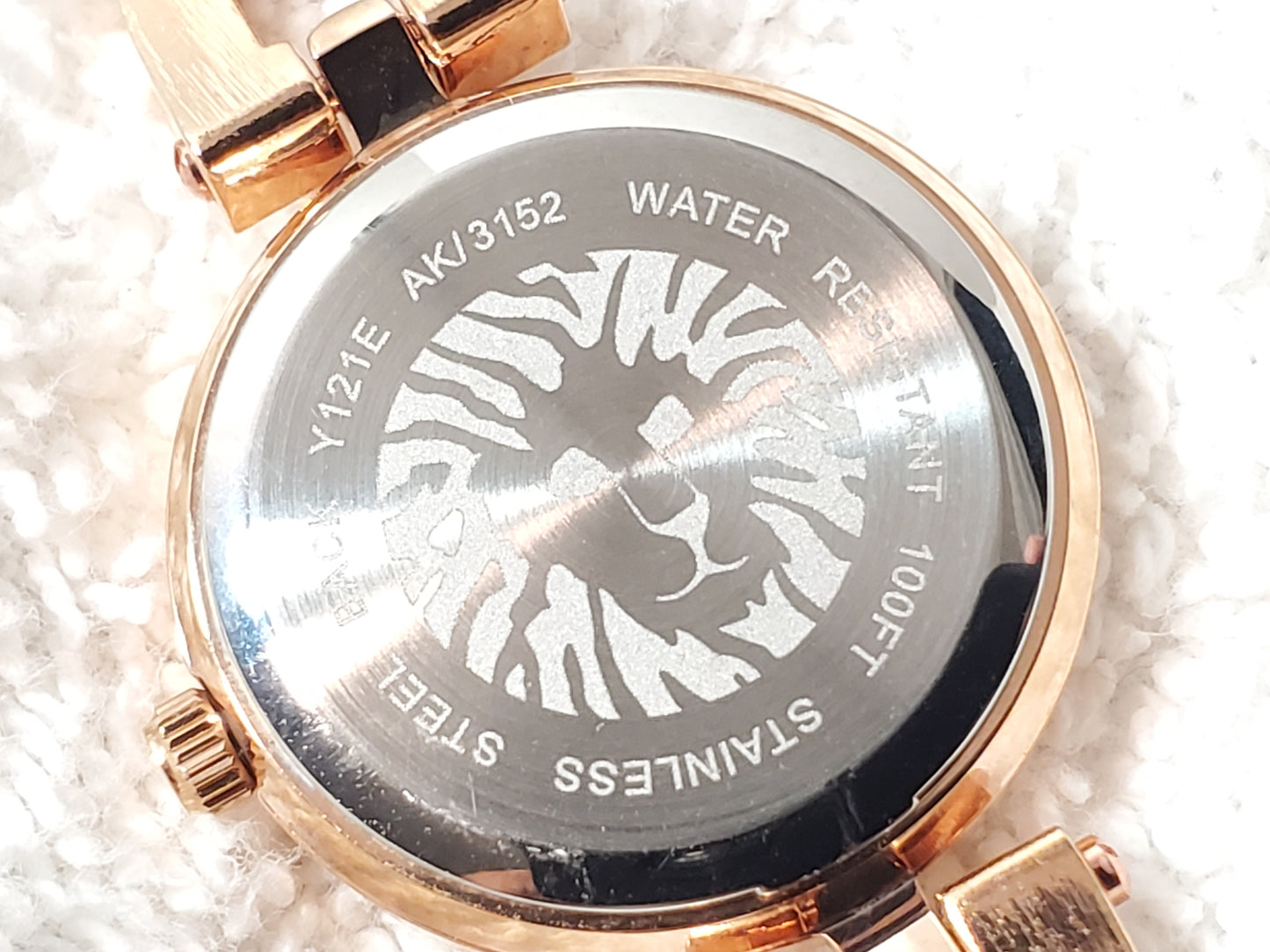 Anne Klein Women's Rose Gold Tone Watch Swarovski Crystals Blue Dial New