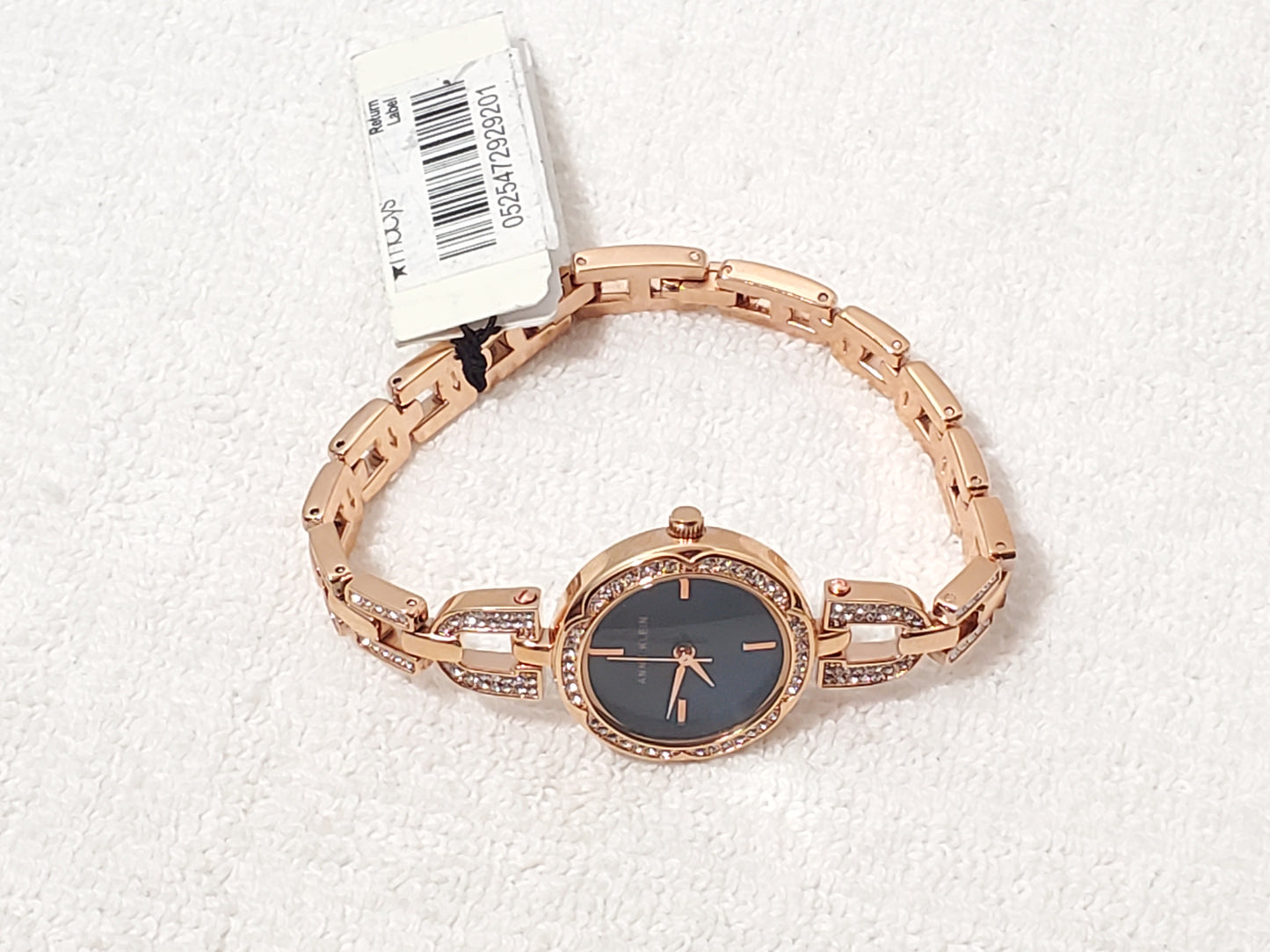Anne Klein Women's Rose Gold Tone Watch Swarovski Crystals Blue Dial New